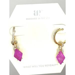 Bomb Party Gold Purple fluorite Quiet Confidence hoop dangles earrings